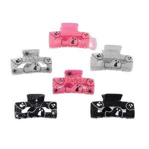 Halloween glitter ghost and spider web hair claw clips set for women hair styling