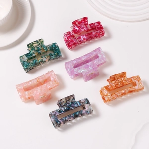 Set di 6 mollette per capelli marmorizzate dal design rettangolare in vari colori eleganti
