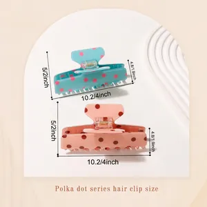 Polka dot oversized hair claw clips in blue and pink resin for women accessories