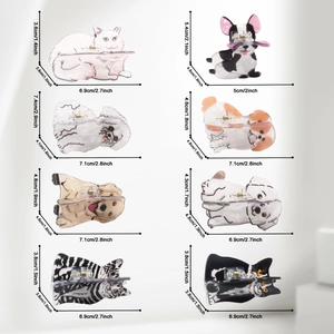 Varias pinzas para el cabello con formas de animales, gatos y perros en fibra de acetato