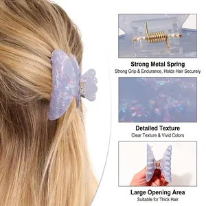 Purple iridescent hair claw clip with strong metal spring and multi-tooth design