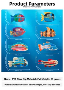 Tableau des tailles pour diverses pinces à cheveux poissons tropicaux avec dimensions en PVC