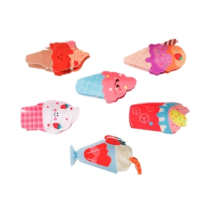 Lot de 6 pinces à cheveux mignonnes en forme de glace et gâteau aux couleurs vives