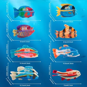 Tableau des tailles pour huit pinces à cheveux uniques en forme de poissons tropicaux
