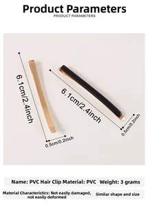Detailed size specification for gold and black minimalist hair clips in 6.1cm length