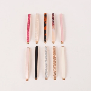 Set of 10 luxury alloy hair clips in diverse styles including marble and glitter finish