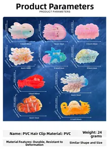 Tableau des tailles pour 10 pinces à cheveux en PVC aux thèmes marins variés