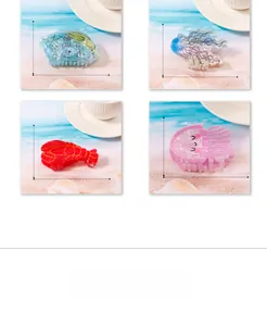 Détails de pinces à cheveux colorées en résine en formes marines comme le homard