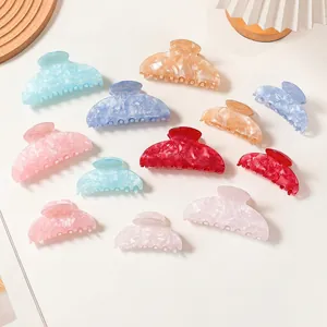Elegant Marble Texture PVC Hair Claw For Women Jelly Color Large Shark Clip Fashion Nonslip Hair Styling Accessories