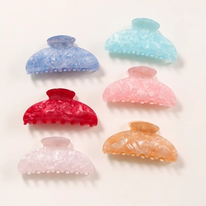 Set of 6 translucent jelly colorful marble claw clips for women long hair styling