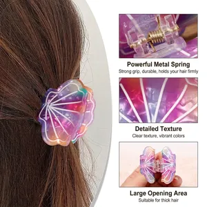 Gradient shell hair claw clip with strong metal spring for thick hair styling