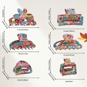 Größentabelle mit Abmessungen für florale Haarklammern in verschiedenen Formen
