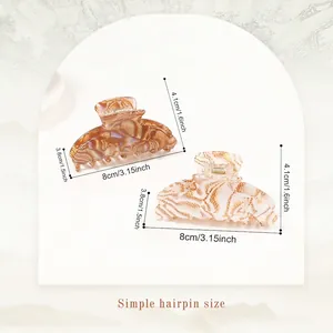 Pinces à cheveux géométriques minimalistes en ambre et blanc crème avec texture dorée