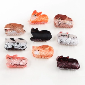 Cute animal acetate hair claws featuring cats and corgi patterns for women and girls