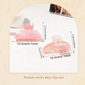 Pink marble texture large hair claw clips with dimensions for elegant styling