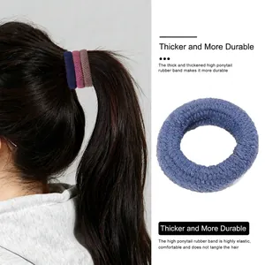 Thick high-elastic ponytail hair ties in blue, pink and brown for durable hairstyling