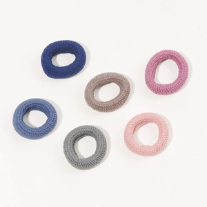 Set of six high-elasticity thick seamless hair ties in various muted pastel colors