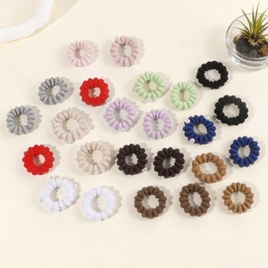 Elegant Fabric Spiral Scrunchies For Women High Elastic Ponytail Holder With Faux Artificial Pearl Rhinestone Decoration Hair Accessories