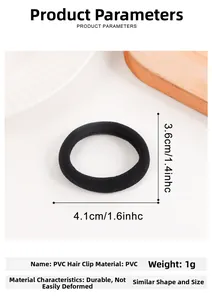Gros plan d'un élastique à cheveux noir sans couture avec détails de taille 4,1x3,6 cm