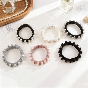 Chouchou Élégant Avec Künstliche Perles Artificielles Attache Queue De Cheval En Tissu Élastique Minimaliste Pour Femmes Accessoires Cheveux