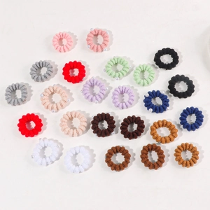 Elastic knit hair ties with pearls in multiple colors, durable hair bands for women