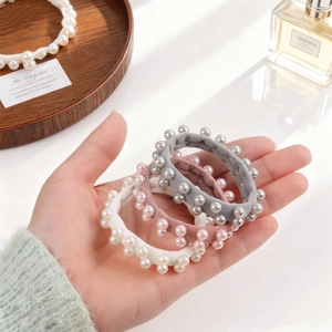 Ensemble d'élastiques à cheveux perles multicolores en tissu extensible haute qualité