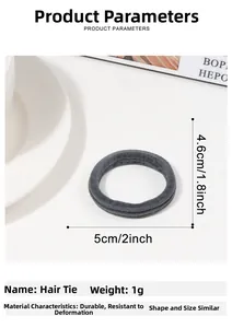 Detail of high-elasticity nylon hair ties showing 5cm diameter and durable seamless design