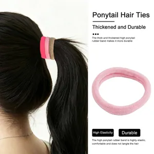 Élastique à cheveux sans couture haute élasticité pour queue de cheval rose et brun