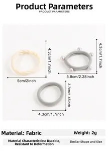 Detailed size specifications for elastic hair bands including pearl and fabric textures