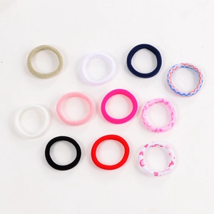 Lot de 11 élastiques à cheveux sans couture durables en couleurs et motifs variés