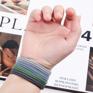 Morandi color seamless high-elasticity nylon hair ties set with ribbed non-slip texture
