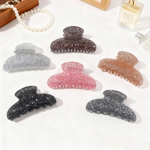 Grande Molla per Capelli in PVC con Brillantini per Donna Elegante Clip a Squalo Antiscivolo Presa Forte Fatto a Mano