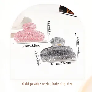 Pinze per capelli con paillettes rosa e grigie da donna, misura 8,9 cm, clip per styling