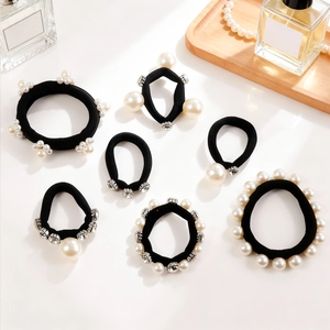 Eleganti Elastici per Capelli con Künstliche Perle e Strass ad Alta Elasticità Cerchietti in Tessuto Accessori per Capelli Stile Francese Donna