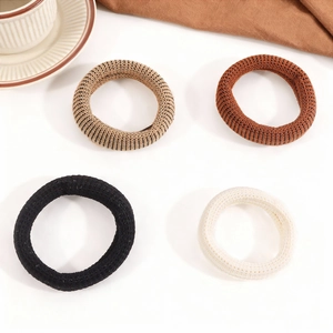 Elastic Knitted Hair Ties Ribbed Solid Color Ponytail Holders Thick Hair Scrunchies For Women Everyday Hair Accessories