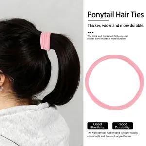 Thick pink high-elasticity hair tie for ponytail styling with durable seamless design