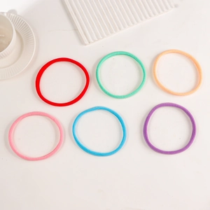 Set of 6 colorful high elasticity seamless flocked hair ties in pastel macaron shades