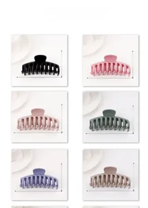 Detailed size guide for 11cm matte hair claws in six colors including black and pink