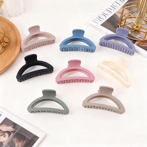 Matte Large Hair Claw Clips For Women Nonslip Strong Hold Semi Circle Hair Clamps Geometric D-Shape Shark Clips Daily Styling Hair Accessory