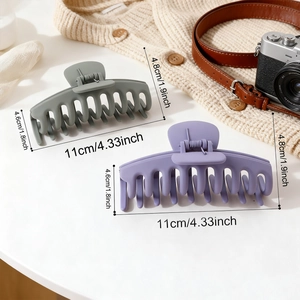 Set of two large 11cm matte hair claws in sage green and lilac for thick hair