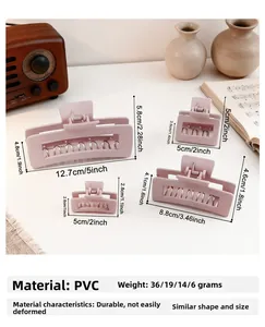 Set of four dusty pink square hair claws in different sizes for various hair volumes