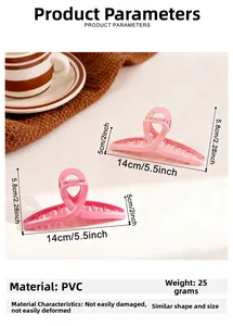 Dimensioni dettagliate della grande molletta per capelli rosa incrociata per styling