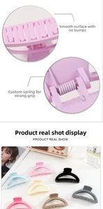 Detail of matte hair claw clips with strong springs in various pastel macaron colors