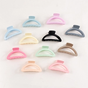 Set of 11 large macaron colored semicircular matte shark hair clips for women