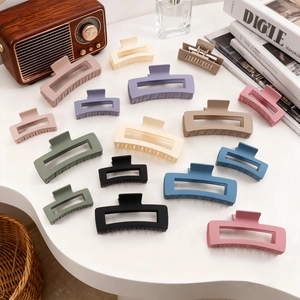 Square matte shark hair clips in Morandi colors shown with multiple sizes for thick hair