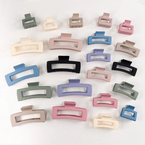 Matte square hair claw clips in various sizes and colors for diverse hairstyles