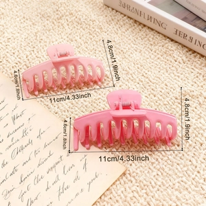 Mollone per capelli rosa opaco per capelli folti, grande clip a squalo da 11cm per donne