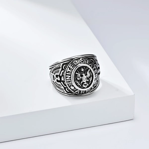 Vintage United States Army roestvrijstalen ring met adelaarswapen en militair embleem