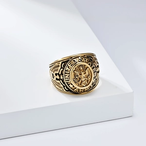 Vintage Amerikaanse leger adelaar embleem ring van verguld roestvrij staal heren