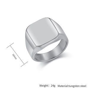 Makroansicht des 16mm gebürsteten Wolframstahl-Siegelrings für Herren mit Gewicht
